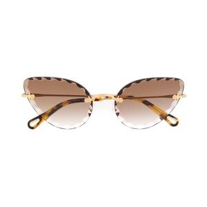 Chloe Rosie Cat-Eye Sunglasses in Brown/Gold